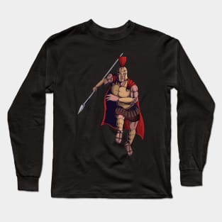 Spartan warrior mascot character design vector illustration Long Sleeve T-Shirt